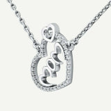 1.5ct Round Cut Diamond Mom Mother Day Gift Pendant Chain 14k White Gold Finish