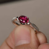 0.8ct Oval Cut Pink Ruby Engagement Ring 14k White Gold Finish Diamond Accent