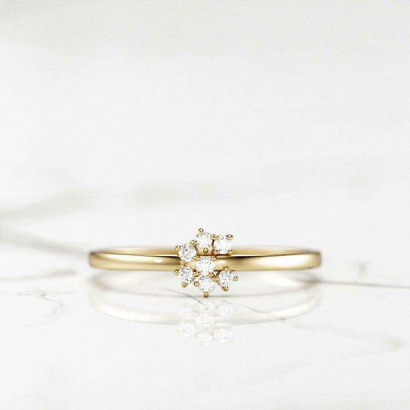 Dainty Cluster Solitaire Engagement Ring 0.5ct Round Diamond 14k YellowGold Over