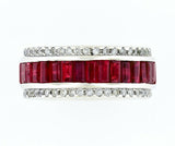 5ct Baguette Cut Pink Ruby Diamond Full Eternity Wedding Band 14k WhiteGold Over