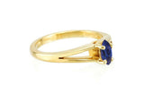 1ct Marquise Cut Blue Sapphire Split Shank Solitaire Ring 14k Yellow Gold Finish