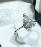 2ct Engagement Ring Pear Cut Diamond Solitaire Minimalist 14k White Gold Finish