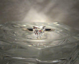 Dainty Solitaire Engagement Ring 0.75ct Heart Cut Diamond 14k White Gold Finish