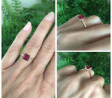 1.2ct Princess Cut Pink Ruby Solitaire Wedding Engagement Ring 14k RoseGold Over