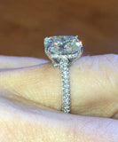 1.5ct Cushion Cut Diamond Accents Solitaire Engagement Ring 14k WhiteGold Finish