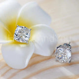 2ct Cushion Cut Simulated Diamond Solitaire Stud Earrings 14k White Gold Plated