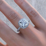 2ct Cushion Cut Diamond Accent Halo Solitaire Engagement Ring 14k WhiteGold Over