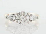 3ct Round Cut Diamond Engagement Ring Pear Accents Trilogy 14k Dual Gold Finish