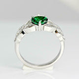 1ct Heart Cut Green Emerald Engagement Ring Double Knot Crown 14k WhiteGold Over