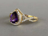 2ct Pear Cut Purple Amethyst Halo Infinity Engagement Ring 14k YellowGold Finish