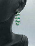 3ct Oval Cut Green Emerald Diamond Inside Out Hoop Earrings 14k WhiteGold Finish