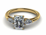 1.6ct Radiant Cut Diamond Three Stone Engagement Ring 14k WhiteYell Gold Finish