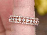 2.3ct Round Cut Diamond 3/4th Eternity Stackable Wedding Band 14k Rose Gold Over