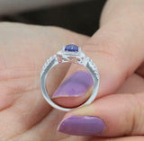 2ct Trillion Cut Blue Tanzanite Engagement Ring Halo Diamond 14k White Gold Over