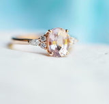 2.7ct Oval Cut Peach Morganite Engagement Ring Diamond Accents 14k RoseGold Over