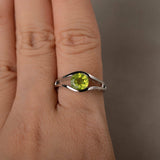 1ct Round Cut Green Peridot Split Shank Engagement Ring 14k White Gold Finish