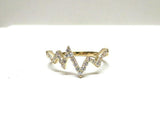 1ct Engagement Ring Round Cut Diamond Zigzag Heartbeat 14k Yellow Gold Finish