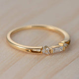 1.1ct Baguette Cut Diamond Engagement Ring Petite Minimalist 14k YellowGold Over