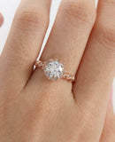 2ct Round Cut Diamond Art Deco Milgrain Floral Bridal Set Ring 14k RoseGold Over