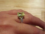 1.5ct Engagement Ring Radiant Cut Green Peridot Solitaire 14k White Gold Finish