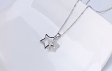 1ct Round Cut Diamond Double Star Party Promise Pendant Chain 14k WhiteGold Over