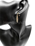 0.3ct Round Cut Moissanite Comb Mesh Dangle Earring Women 14k Yellow Gold Plated