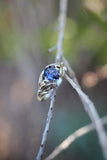 1ct Pear Cut Blue Sapphire Engagement Ring Floral Petal Leaf 14k White Gold Over