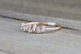 1.5ct Baguette Cut Diamond Cluster Minimalist Engagement Ring 14k Rose Gold Over