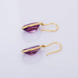 2ct Drop Earrings Oval Cut Amethyst Bezel Set Solitaire 14k Yellow Gold Finish