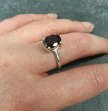 1.2ct Engagement Ring Oval Cut Red Garnet Solitaire Design 14k White Gold Finish