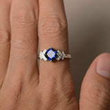 2ct Cushion Cut Blue Sapphire Proposal Engagement Ring 18k White Gold Finish