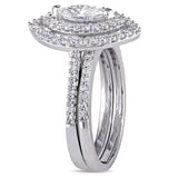 5Ct Marquise Cut Diamond Bridal Set Dual Halo Ring Band 14K White Gold Finish