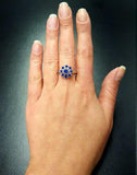 1.5ct Engagement Ring Round Cut Sapphire Floral Minimalist 14k White Gold Finish