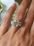 1.9ct Radiant Cut VVS1 Diamond Three Stone Engagement Ring 14k White Gold Finish