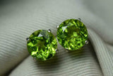 5ct Stud Earrings Round Cut Green Peridot Solitaire Women 14k White Gold Finish