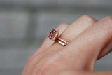 2ct Engagement Ring Round Cut Pink Sapphire Bridal Set Halo 14k Rose Gold Finish