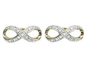 0.25ct Round Cut VVS1D Diamond Infinity Stud Earrings 14k Yellow Gold Finish