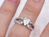 Split Shank Women Engagement Ring 1.6ct Heart Cut Diamond 14k White Gold Finish