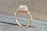 1.7ct Cushion Cut Diamond Engagement Ring Vintage Milgrain 14k Rose Gold Finish