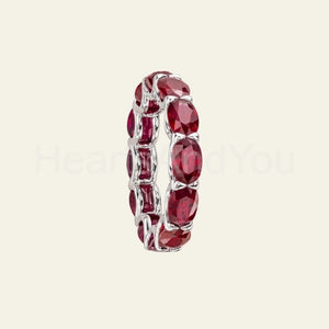 4ct Oval Cut Simulated Pink Ruby Full Eternity Wed Band 14k White Gold Plated