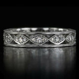 1.5Ct Round Diamond Milgrain Eternity Wedding Band Women 18K White Gold Finish