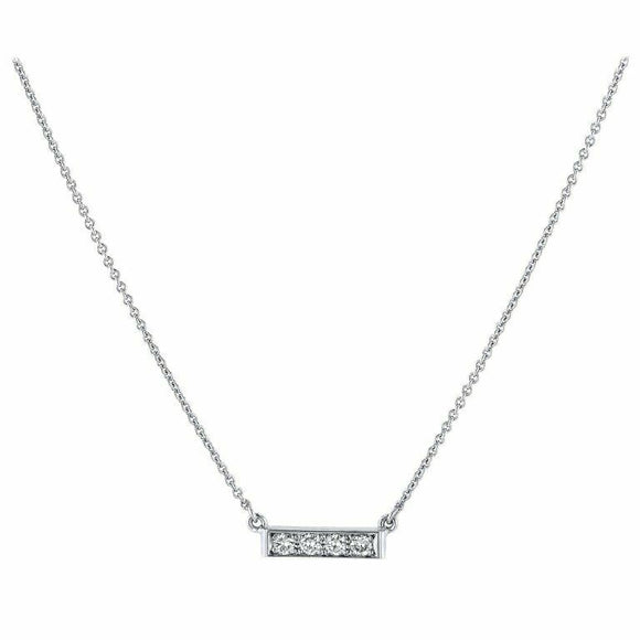 0.9ct Round Cut VVS1D Diamond Pendant 4 Stone Bar 14k White Gold Finish NO CHAIN