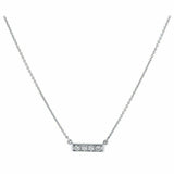 0.9ct Round Cut VVS1D Diamond Pendant 4 Stone Bar 14k White Gold Finish NO CHAIN