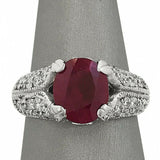 1.5Ct Oval Cut Pink Ruby Vintage Diamond Engagement Ring 14K White Gold Finish