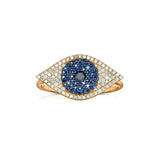 2ct Round Cut Blue Sapphire Engagement Ring 14k Yellow Gold Over Evil Eye Design