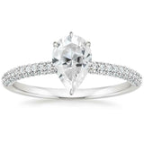 4ct Pear Cut Diamond Engagement Ring 14k White Gold Finish Hidden Halo Solitaire