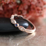 1ct Round Cut Blue Sapphire Wedding Band Half Eternity Women 14k RoseGold Finish