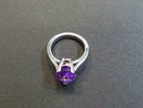 3ct Engagement Ring Pear Cut Purple Amethyst Solitaire 14k White Gold Finish