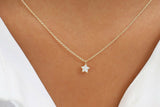 0.5ct Diamond Pendant with Chain Round Cut Star Design 14k Yellow Gold Finish