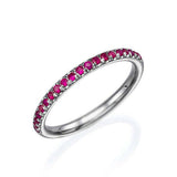 1ct Round Cut Pink Ruby Wedding Band Ring Half Eternity 18k White Gold Finish